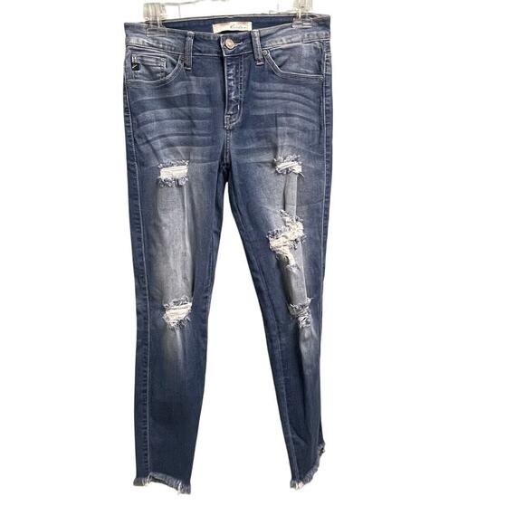 Kancan Size 7 27 Stretch Distressed Jeans Ankle Casual Skinny Dark Wash Womens - Picture 1 of 5